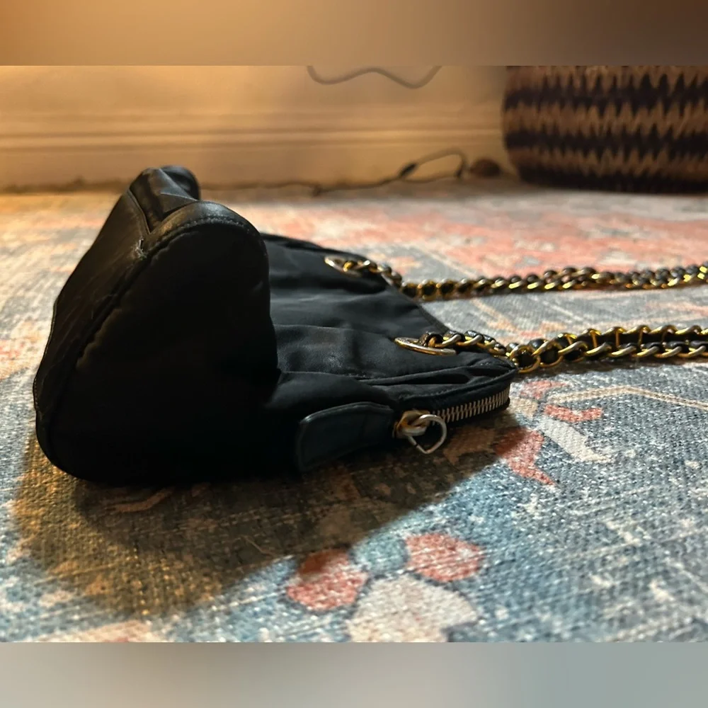 Prada Black Nylon Shoulder Bag with Gold Chain - Picture 8 of 10